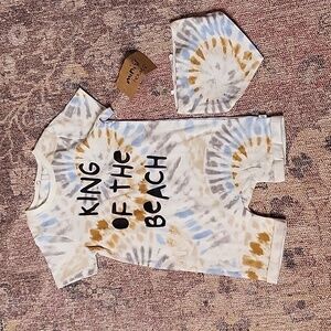 Mini Heroes 2-Piece King Beach Short Sleeve Romper and Bandana Set